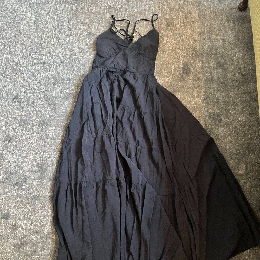 Abercrombie & Fitch Navy Blue Tiered Maxi Dress Size L